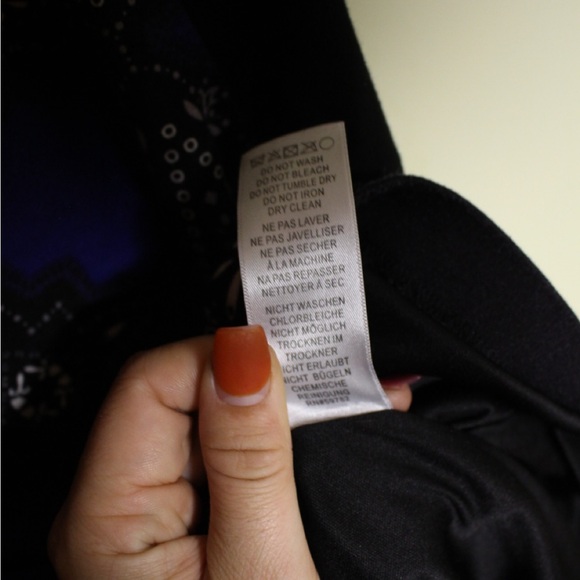 Adrianna Papell Women's Jewel Printed 3/4 Sleeve Fitted Blue Black Dress Size 4 - Picture 8 of 10